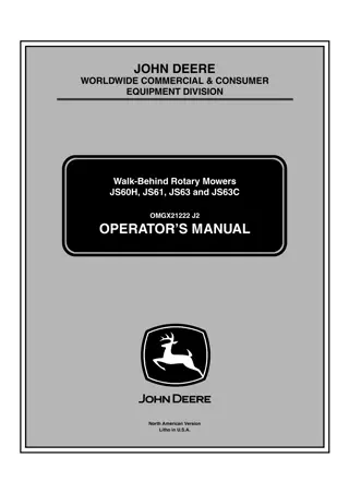 John Deere JS61 Walk-Behind Rotary Mowers Operator’s Manual Instant Download (PIN110001-) (Publication No.21222)