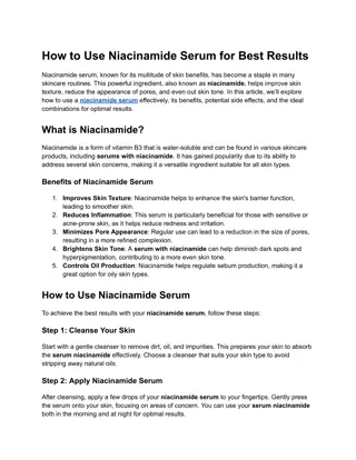 How to Use Niacinamide Serum for Best Results