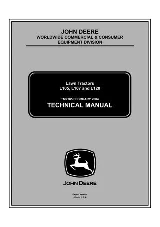 John Deere L105 Lawn Tractor Service Repair Manual Instant Download (TM2185)