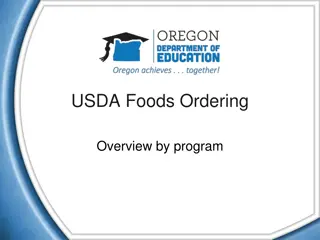 USDA Foods Ordering Overview: Direct Delivery and Diversion Process