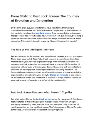From Static to Best Lock Screen The Journey of Evolution and Innovation