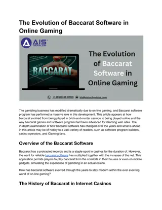 The Evolution of Baccarat Software in Online Gaming