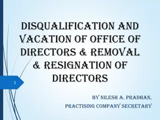 Disqualification and Vacation of Office of Directors in Companies Act, 2013