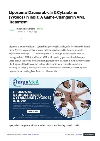 Liposomal Daunorubicin & Cytarabine (Vyxeos) in India: Cutting-Edge AML Therapy