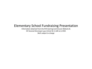 Elementary School Fundraising Presentation: NYS Gaming Commission Regulations