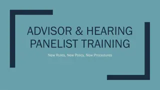 New Rules and Procedures for Advisor and Hearing Panelist Training