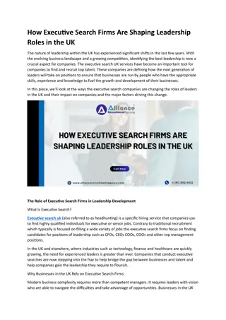 How Executive Search Firms Are Shaping Leadership Roles in the UK