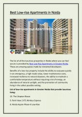 Best Lowrise Apartments In Noida