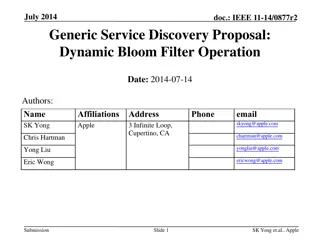 Dynamic Bloom Filter Operation for Pre-Association Service Discovery