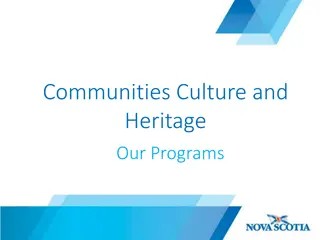 Investing in Nova Scotia's Culture and Heritage: Programs and Initiatives