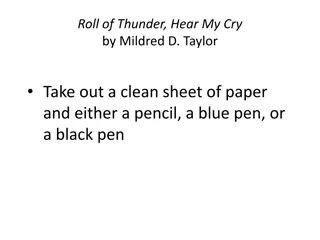 Letter to Parents for Required Novel: Roll of Thunder, Hear My Cry