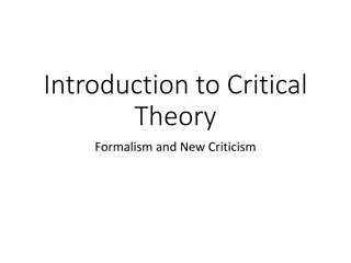 Literary Criticism: Formalism and New Criticism