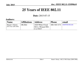 Celebrating 25 Years of IEEE 802.11 Standards Working Group