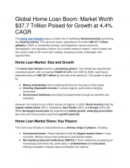 Global Home Loan Boom Market Worth 37.7 Trillion Poised for Growth at 4.4 CAGR