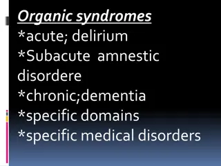 Organic Syndromes: Delirium, Subacute Amnestic Disorder, and Chronic Dementia