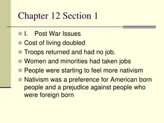 Post-War Issues: Nativism, Red Scare, and Labor Unrest in the 1920s