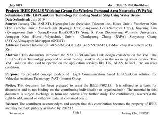 LiFi/CamCom Technology for Locating Sunken Ships Using Water Drone