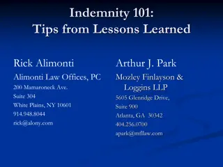 Indemnity: Tips and Lessons Learned