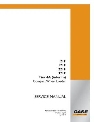 CASE 121F ZB Tier 4A (interim) Compact Wheel Loader Service Repair Manual Instant Download