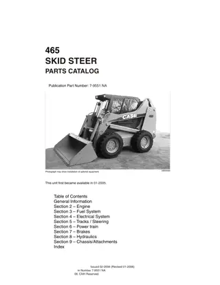 CASE 465 Skid Steer Loader Parts Catalogue Manual Instant Download