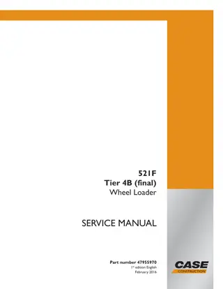 CASE 521F Tier 4B (final) Wheel Loader Service Repair Manual Instant Download