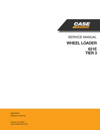 CASE 621E Tier 3 Wheel Loader Service Repair Manual Instant Download