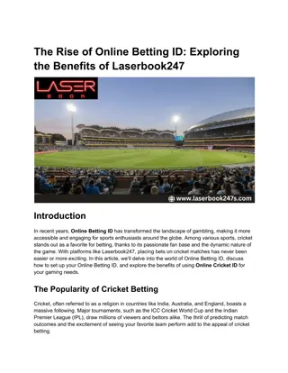 The Rise of Online Betting ID_ Exploring the Benefits of Laserbook247