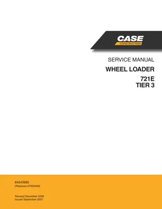 CASE 721E Tier 3 Wheel Loader Service Repair Manual Instant Download