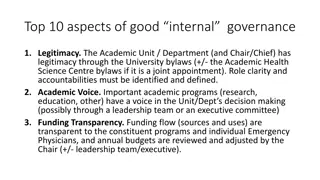 Top 10 Aspects of Good Internal Governance in Academic Units