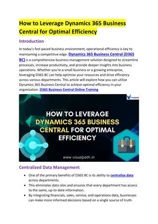 Dynamics Business Central Course Hyderabad | D365 Business Central Training