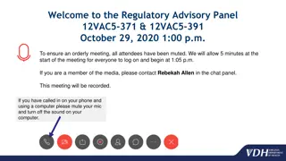 Regulatory Advisory Panel Meeting and Roll Call Participants