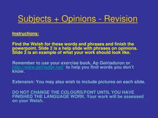 Welsh School Subjects and Opinions PowerPoint