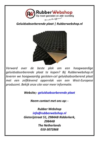 Geluidsabsorberende plaat | Rubberwebshop.nl