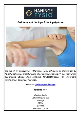 Fysioterapeut Haninge | Haningefysio.se