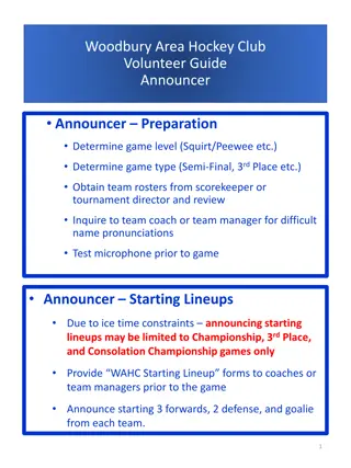 Woodbury Area Hockey Club Volunteer Guide Announcer Script Examples