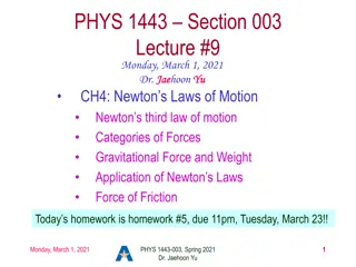 Physics 1443 Section 003 Lecture #9 Summary and Homework Announcement