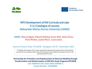 Development of Electrical Mobility Curriculum and Labs at Aleksander Moisiu University