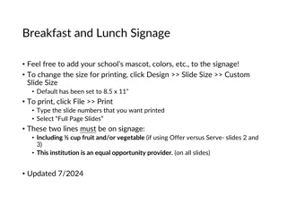 School Breakfast and Lunch Signage with Nutritious Meal Components