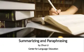 Effective Techniques for Summarizing and Avoiding Plagiarism