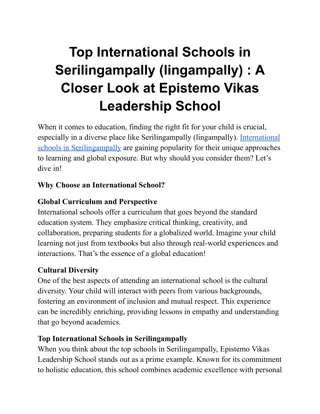 Top International Schools in Serilingampally (lingampally) _ A Closer Look at Epistemo Vikas Leadership School