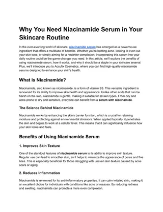 Why You Need Niacinamide