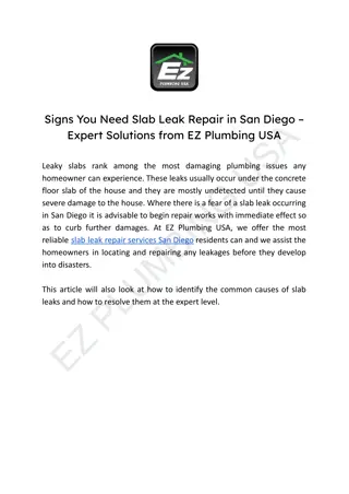 Signs You Need Slab Leak Repair in San Diego – Expert Solutions from EZ Plumbing USA