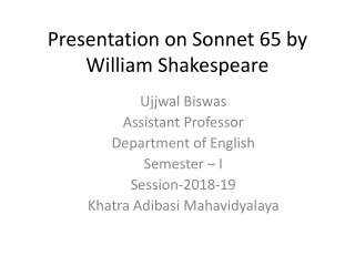 Analysis of Sonnet 65 by William Shakespeare