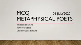 Metaphysical Poets: MCQ Quiz and Answers