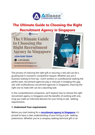 The Ultimate Guide to Choosing the Right Recruitment Agency in Singapore