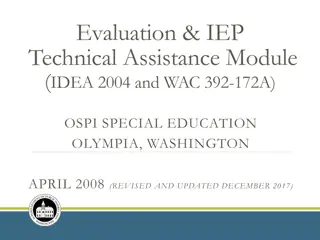 Evaluation & IEP Technical Assistance Module - Special Education Overview