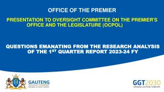 Office of the Premier Oversight Committee Report on Service Delivery and Program Targets