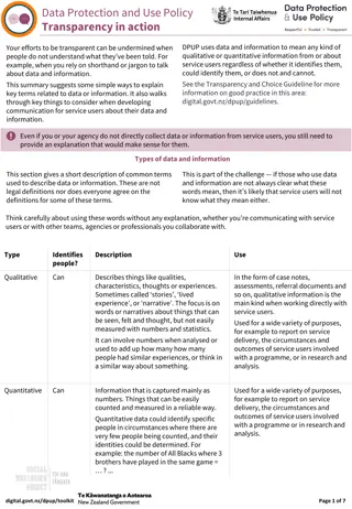 Data and Information Types in DPUP Policy