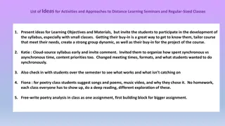 Creative Approaches to Engaging Students in Distance Learning Seminars