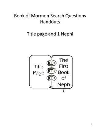 Book of Mormon Study Questions: Title Page and 1 Nephi Summary